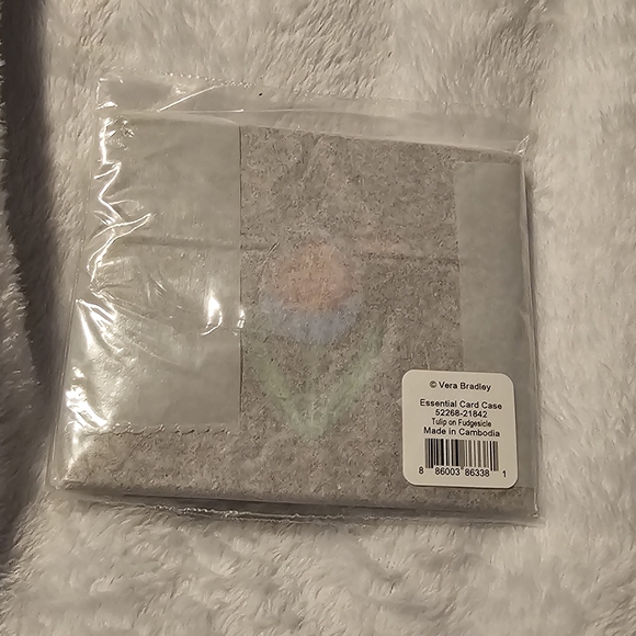 Vera Bradley Tulip on Fudgesicle Brown Faux Leather Card Case - Picture 2 of 5